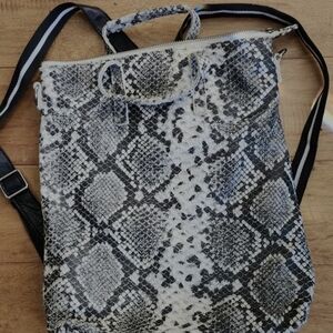 Latico Black and White Snakeskin Backpack